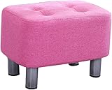 Fußhocker, Fußhocker, Ottomane, Sofahocker, kleine Fußstütze, Stoff gepolstert, Ottomane, Ruhehocker, Schuhhocker, Massivholz-Dekor, Balkon, Wohnzimmer , 10 Farben (Farbe: Rosa, Größe: 40 x