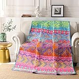 Qucover Tagesdecke 150 x 200 cm Bunte Gesteppte Decke aus Mikrofaser Bettüberwurf für Einzelbett Sofaüberwurf Boho Indische Exotik