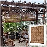 Sonnenschutz Bambusrollo Für Balkon, Bambus Sonnenschutzrollos Aussen, Bambus Rollos Outdoor Braun, 80x200 90x200 100x200 115x220 Bambusvorhang Balkontür, Anti-UV, Wetterfest