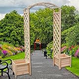 Melko Rosenbogen aus Holz Rankhilfe für Kletterpflanzen Pergola Gartenbogen inkl. 2 Pflanzkübel