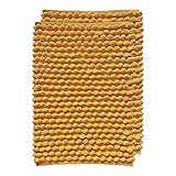 Meubletmoi Badteppich, rechteckig, 40 x 60 cm, Baumwolle, mit Mini-Bommel, Senfgelb, 2 Stück