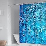 Aotiwe Duschvorhang Badewanne, Shower Curtain Blue Wasser Muster Blau Polyester 150X200cm