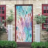 3D Türaufkleber Türtapete Selbstklebend Wandbild Pvc Wasserdicht Abnehmbar Türfolie Bunte Blätter 37.4' X 84.64' / 95 X 215 Cm Poster Fototapete Wohnzimmer Kinderzimmer Bad Kunst Wandaufkleber - Türf