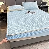 Spannbettlaken Spannbetttuch Bettlaken 180 * 200cm, Sommer Einfarbig Latex Tagesdecke, Cool All Inclusive Bettdecken Faltbar Für Wohnung Himmelblau