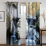 IZREEL Blickdicht Vorhang Mit Ösen 210X220cm (HxB) 3D Winterwaldeis Verdunkelungsvorhang Kinderzimmer Ösenschal Verdunklungsvorhänge Gardinen Verdunkelung Für Wohnzimmer Schlafzimmer 2 Stücke