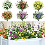 Kaiyaner 12 Bündel/6 Farben Künstliche Blumen, Kunstblumen Wie Echt UV-Kunstpflanzen, Kunstpflanzen Außenbereich aus Stabilem Kunststoff, Künstliche Pflanzen für Garten, Balkon, Vase, Wohnzimmer