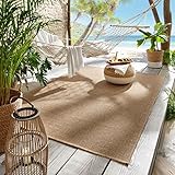 Outdoor & Indoor Teppich für Wohnzimmer Balkon Terrasse wetterfest Borneo Sisal-Jute-Optik naturfarben beige Panama 080x150 cm