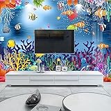 Fototapete Tapete Foto Cartoon Underwater World Ocean Fish for Kids TV Home Moderne Wandtapete 3D Wandbilder Tapeten Wohnzimmer Schlafzimmer Wand Dekoration 200x140cm Tongshunj2695