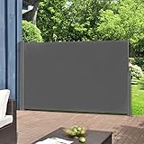 pro.tec Seitenmarkise 160 x 300 cm Grau Witterungsbeständig Sichtschutz Markise Sonnen- & Windschutz