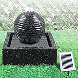 Gartenbrunnen Solarbrunnen Brunnen, Vogelbad Wasserfall, Gartendeko mit Pumpe, Wasserspiel für Garten Terrasse, Balkon, Sehr Dekorativ (Solar - Brunnen MODERN-2 mit LED-Licht)