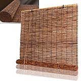 EMISOO Retro Bambus Rollo Natürlicher Schilf Vorhang Lichtfilter Raffrollo, Sichtschutz Holzrollo Für Innen Außen, Carbonization Bambusrollo, 100x150cm, 150x200cm (Size : 60x90cm/24x36in)
