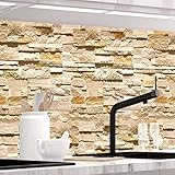 StickerProfis Küchenrückwand selbstklebend Glasoptik - STEINWAND Ashlar - 1.8mm, Versteift, alle Untergründe, Hart PET Material, Premium 60 x 400cm