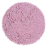 PANA Chenille Badematte rund in versch. Farben • Badteppich aus weichen Fasern • saugstark & waschbar • Duschvorleger Ø 56 cm • Farbe: Rosa
