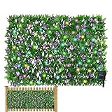 Vesone Efeu-Sichtschutzzaun, Künstliches Sichtschutzblatt, erweiterbares Zaunpaneel mit LED-Leuchten, Künstlicher Heckenzaun, erweiterbare Zaunplatte, realistischer künstlicher künstlicher Efeu-Zaun