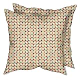 IUBBKI Dekorative Kissenbezüge, 45,7 x 45,7 cm, Kissenbezüge, Couchkissen für Wohnzimmer, 2er-Pack, geometrisch im Retro-Stil mit bunten Sternen in Orange und Champagner