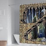 Aotiwe Badewanne Vorhang Waschbar, Duschvorhang Textil Retro Bergstein Regenbogen Braun Mehrfarbig Polyester 165X200cm