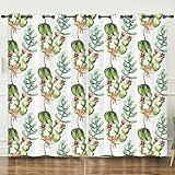 Vorhänge Pflanze Weiß Grün Verdunkelungsvorhang Weich Vorhang Blickdicht Wohnzimmer Verdunklungsvorhänge Schlafzimmer Gardine Blickdicht Curtains Schallschutz Blickdichte Vorhänge 2x100x240cm