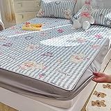 Wasserbetten Spannbetttuch 150 * 200 cm, Sommer-Eisseide-Latex-Spannbettlaken und Kissenbezüge, Cartoon-Tagesdecke, Matratzenschutzbezug für Kinderzimmer-Schafe