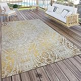 Paco Home In- & Outdoor Teppich Modern Shabby Chic Stil Terrassen Teppich Gelb, Grösse:240x340 cm