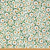 Gänseblümchen Blumenstoff Meterware Aquarell Kamillenblumen Möbelstoff für Stühle Sofa Sommer wilder botanischer Stoff wasserdichter Dekorationsstoff für Heimwerkerprojekte 920x150cm Grün Orange