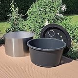 Becken Set 90L ø 66cm mit Edelstahl Umrandung für Brunnen auf Terrasse Balkon Garten Springbrunnenbecken Brunnenbecken rund