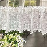 Kurzer Küchenvorhang, Vintage-Stil, hohle Spitze, kurzer Küchenvorhang– 1 Stück kleiner halber Fenstervorhang für Badezimmer– Trennvorhang, Sichtschutz, halbdurchsichtige Vorhänge, Volant, 140*50
