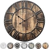 Westzytturm XXL Wanduhr Vintage Römische Ziffern (Braun 60 cm Ø) 3D Deko Design Wanduhr Nostalgie Retro Große Wanduhren für Wohnzimmer, Landhaus,Café,Kaminsims,Küche