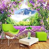 MISHIJI Lavendelblume Rebe 3D Foto Blume Wohnzimmer Schlafzimmer - Bewegliches Papier - Vorgeklebte Tapete-118 * 98