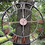 UIHECTA RöMische Ziffern Uhr Dekoration, Outdoor Garten Wanduhr, Klassisch Vintage Besetzung Eisen Geschmiedet Gartenwanduhr, Still, Batteriebetrieben,41inch/100cm