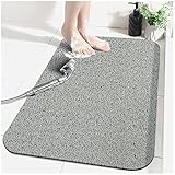 Penubuy rutschfeste Duschmatte 80x40, PVC-Luffa Antirutschmatte Dusche mit Poröser Struktur, Schnell Trocknend und Leicht zu Reinigen（grau）