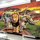 Trayosin Diamond Painting Tiere Set Afrika Wildtiere Full Voll Set 5D Diamant Painting Bilder Erwachsene mit Daiments Painting Zubehör für Erwachsene Kinder- Crystal Art für Home Wand Deko (180x70cm)