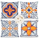 Weldomcor Wasserdichter Kissenbezug, 45,7 x 45,7 cm, 4er-Set, Outdoor-Kissenbezüge, Garten, böhmisch, dekorative Kissenbezüge für Terrasse, Veranda, Bank, Sofa, Innenbereich, Wohnzimmer, Bett, Stuhl