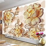 YOUPO Luxus gold schmuck blumen abnehmbar wandbild papier 3D relief tapete schlafzimmer wohnzimmer tv wanddekoration