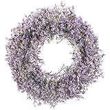 HUAESIN Künstliche Gypsophila Blumenkranz Deko Türkranz Künstliche Hängen Kranz Eukalyptus Dekokranz Lila für Tür Hochzeit Fenster Kamin Wand Outdoor Ganzjährig Deko 46cm