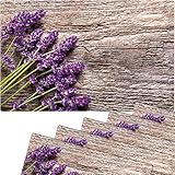 matches21 Tischsets Platzsets Motiv Lavendel auf Holz Holzbrett braun 6er Set Kunststoff je 43,5x28,5 cm abwaschbar