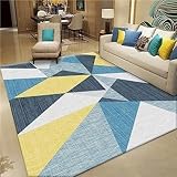 DJHWWD Deko Wohnzimmer Outdoor Teppiche Wetterfest Teppich Dekoration Blau Geometrische Abstrakte Muster Esszimmer 80X160Cm Teppich Jugendzimmer Blau