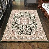 Carpeto Klassischer Orientteppich & Perserteppich mit Orientalisch Ornamente Muster Kurzflor in Grün / TOP Preis - ÖKO TEX (250 x 350 cm)
