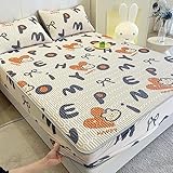 Spannbettlaken 70 x 78inch, kühle Sommer-Latex-Bettlaken, Bedruckte Cartoon-Eisseide-Tagesdecke für Schlafzimmer für Jungen und Mädchen, Kaninchen