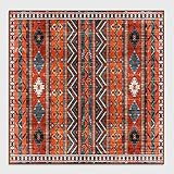 Rururug Quadratisch Teppich Kurzflor Orientalisch Teppichläufer Flur Korridor Wohnung Dekoration rutschfest Waschbar Teppiche， Geometrische Streifen dunkelorange Mehrfarbig Square 100 x 100 cm