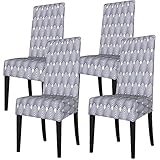 Stuhlhussen 4er Set Stretch Stuhlhussen Schwingstuhl Elastische Esszimmerstuhl Protector Cover Sitzbezug Universal Esszimmer Hochzeit Elastische Langlebig (Blau，4 Stück)