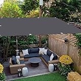 Sun Sonnensegel, 6 x 7 m Wasserdicht Viereck, Sonnentuch Schattensegel Balkon 95% UV Schutz Ohne Bohren mit Ösen und Befestigungsseile, Dunkelgrau