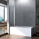 Boromal Duschwand für Badewanne, 100x140cm 2-teilig Drehtür Duschwand Badewannenaufsatz Badewannenfaltwand Faltwand Duschabtrennung für Badewanne mit 6mm NANO Sicherheitsglas