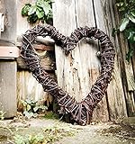 großes Deko-Herz aus Naturweide, rustikal, 55x60 cm, Weidenherz, Gartendeko