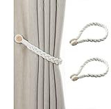 TSQZE Magnet-Vorhang-Raffhalter, Boho-Stil, Baumwollblätter, geflochten, für Zuhause, Büro, Café, Dekoration, 50 cm lang (1 Paar)