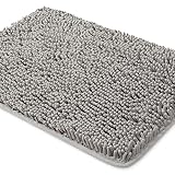 Yeaban Silberne Badezimmerteppiche - Dicke Chenille-Badematten | Saugfähig und Waschbar Badteppich rutschfest, Plüsch und Weiche Teppiche für Badezimmer, Küche, Dusche, Waschbecken - 61 x 43,2 cm