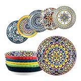 HENXFEN LEAD Salatschüssel, Müslischale Keramik 810ml, Dessertschüssel aus Porzellan Dessertschale für Obstsalat, Pasta, Müsli usw. Bunte, 6er Pack - Bohemian Style