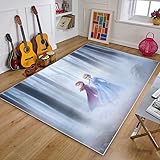 PUREUV EIS Und Schnee Abenteuer Cartoon Anime Teppich, Wohnzimmer Nachttisch Kinderteppich, ELSA Anime Fußmatte, Küche rutschfeste Bodenmatte, Geschenk A567 120×180Cm
