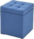 Cube Ottoman Storage Fußhocker Pouf Sitzbank, Spielzeugkiste Osmanisches Tablett Organizer Box Pouf Truhe Schuhbank Hocker Sitz-blau 30x30x35cm(12x12x14inch)