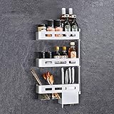 MMLLZEL Rotierendes Wandregal aus Edelstahl 304 Punch Free Kitchen Spice Gewürzregal Badezimmerregal Home Organizer