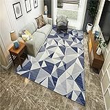 RUGMRZ Jugendzimmer Komplett Set Kinderzimmer Teppiche Jungs Modernes Design grau-blaues dreieckiges geometrisches Muster super weich und rutsch fest Teppich Lang 200X300CM